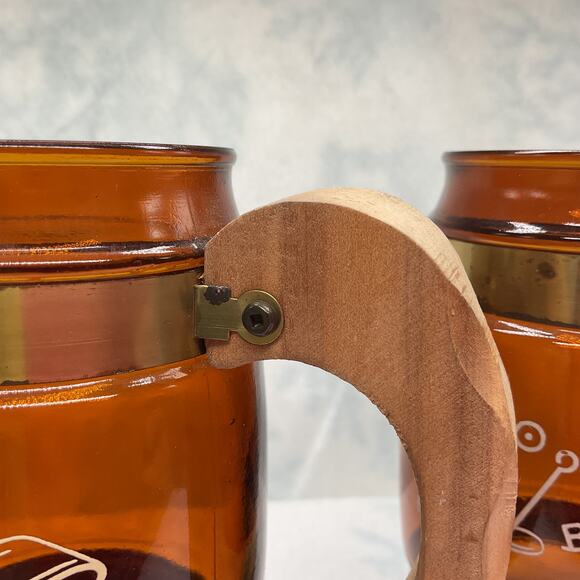 VTG Siesta Ware Amber Brown Cowboy Barrel Beer Mug Wood Handle 2 - Picture 8 of 14